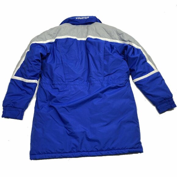 Dallas Cowboys Starter Parka Coat Medium NFL Football‎ Hood Spellout Zip Blue - Picture 3 of 12